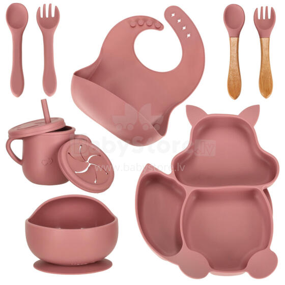 Ikonka Art.KX3747 Children's silicone dishware squirrel dark pink