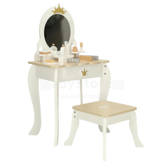 Ikonka Art.KX3775 Children's wooden dressing table with accessories white