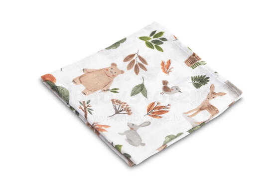 MUSLIN SWADDLE BLANKET 70X80 CM FOREST ON WHITE