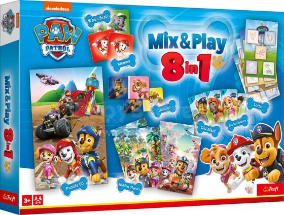 TREFL PAW PATROL lauamängude komplekt 8in1 Mix&play Käpapatrull