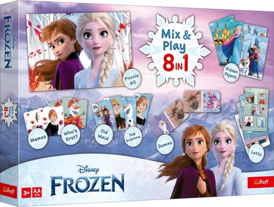 TREFL FROZEN 8in1 Mix&play stalo žaidimų rinkinys