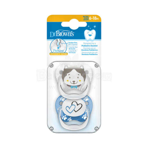 PV22015 PreVent PRINTED SHIELD Pacifier - Stage 2, Boy Animal Faces, 2-Pack