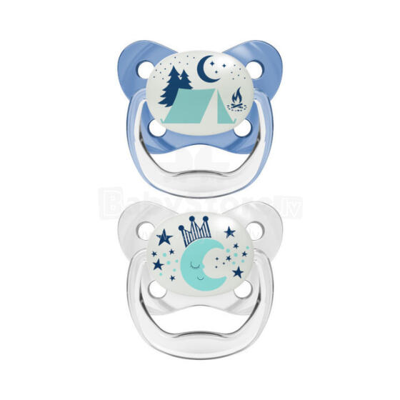 PV22008 PreVent Glow in the Dark BUTTERFLY SHIELD Pacifier - Stage 1, Assorted, 2-Pack