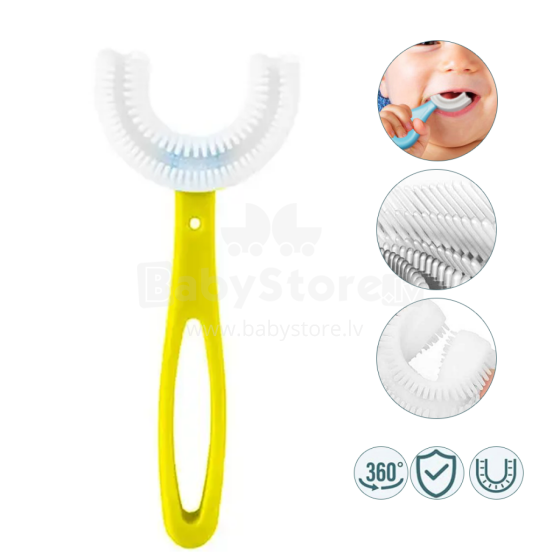 Bebe Basic Kids U-Shaped Toothbrush Art.5002 Col.Yellow U-veida bērnu zobu birste