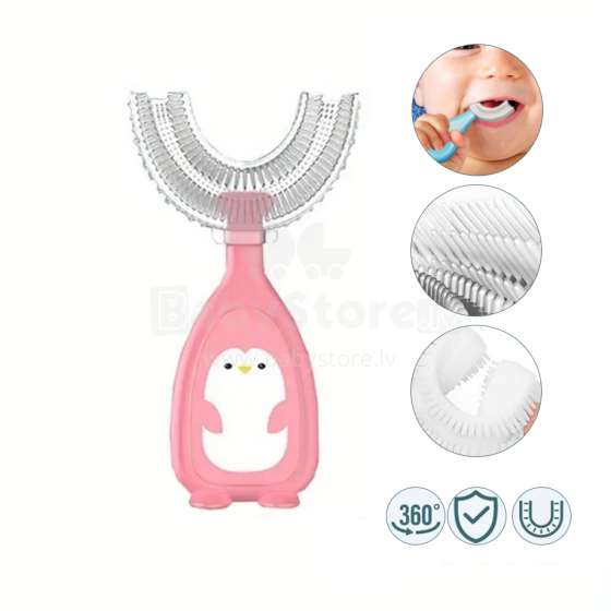 Bebe Basic Kids U-Shaped Toothbrush Art.h01 Col.Pink U-образная детская зубная щетка