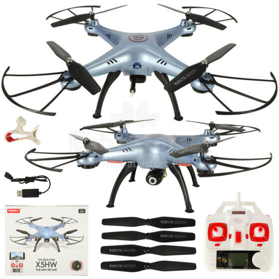 Ikonka Art.KX9530_2 Syma X5HW 2.4GHz RC dronas Wi-Fi kamera mėlyna