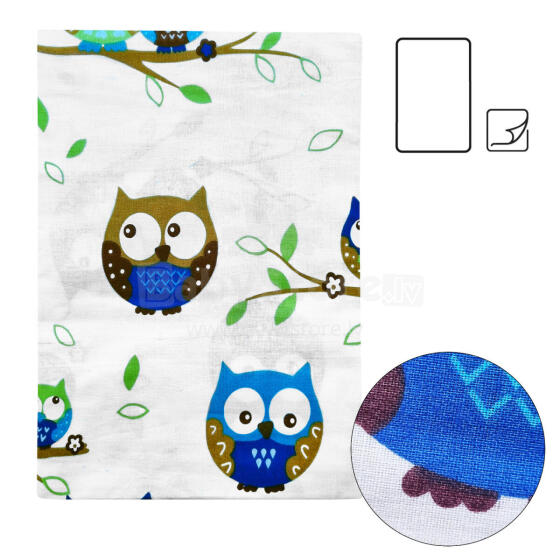 La Bebe™ Cotton 75x100 Art.184572 Owl  viršutinė medvilninė medvilnės paklodė vaikams 75x100см