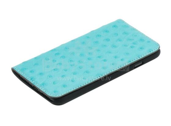 Tellur Book case Ostrich Genuine Leather for iPhone 7 turquoise