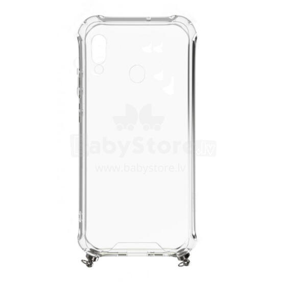 Samsung A20e Silicone TPU Transparent with Necklace Strap Space Gray