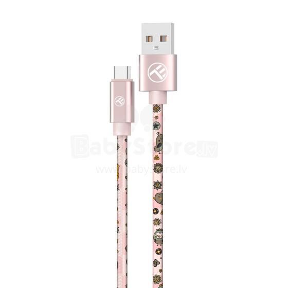 Tellur Graffiti USB to Type-C Cable 3A 1m Pink