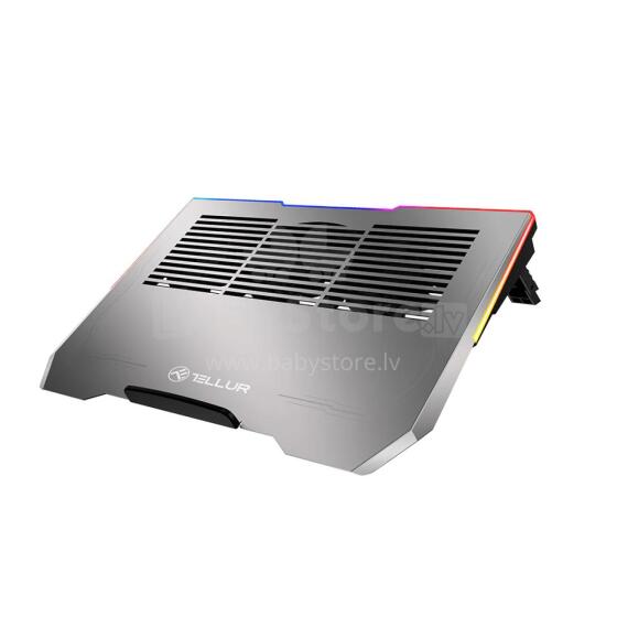 Tellur Cooler laptop Shade 17, 3 fans, RGB LED, USB, USB-C, Aluminum grey