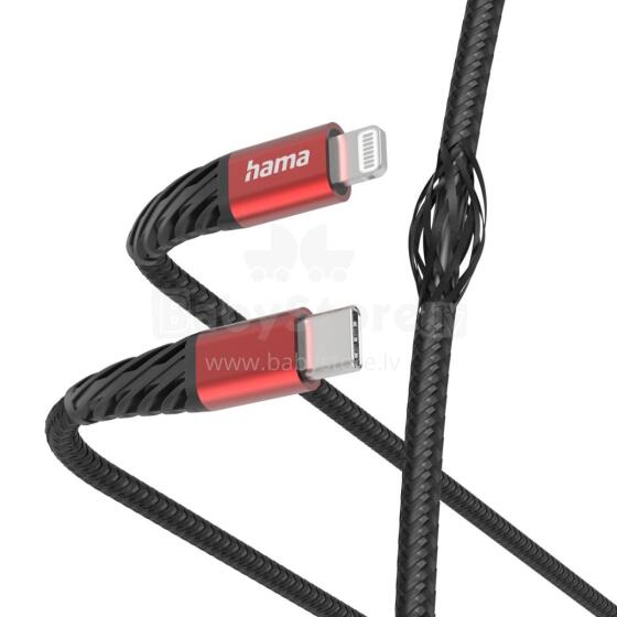 Hama 00201541 Extreme Charging Cable USB-C - Lightning 1.5m Nylon black/red