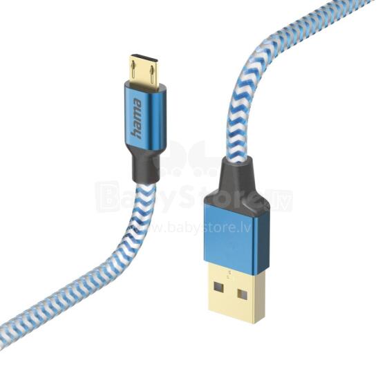 Hama 00201555 Reflective Charging Cable, USB-A - Micro-USB 1.5m Nylon blue