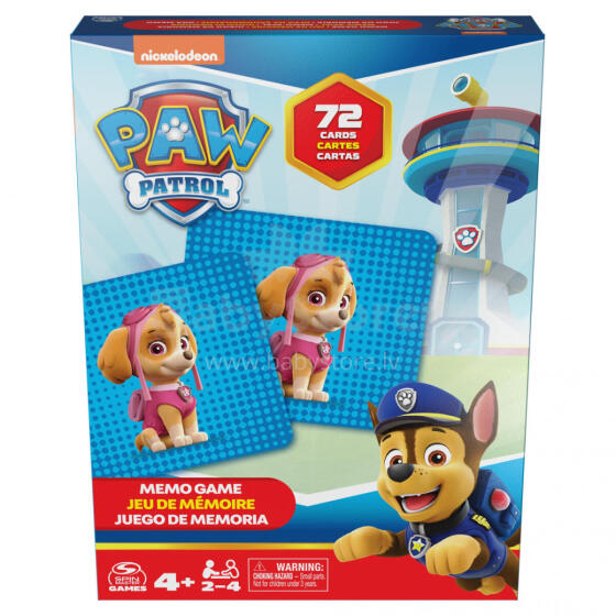 SPINMASTER GAMES atmiņas spēle Paw Patrol, 72 kārtis, 6066834