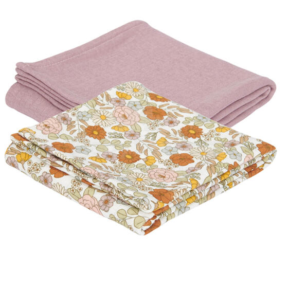 Little Dutch Muslin Swaddles Art.TE50302001 Pure Mauve Высококачественная муслиновая пелёнка из бамбука, 2 шт. (70x70 см)