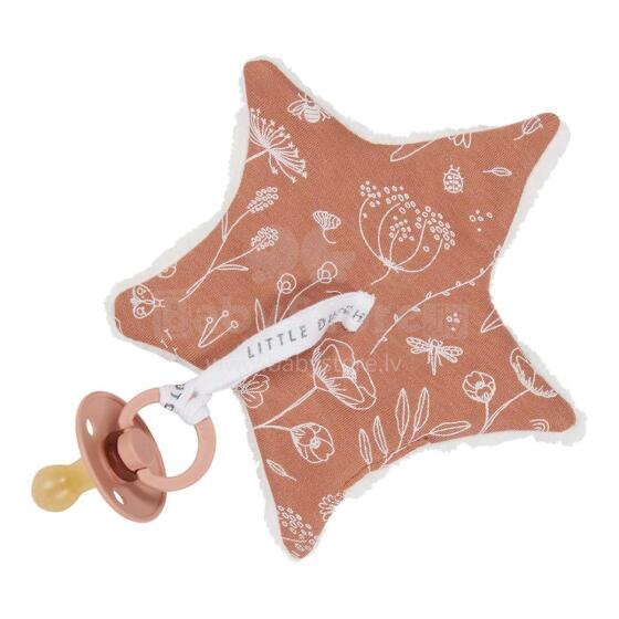 Little Dutch  Pacifier Cloth Art.TE20221061 Flower Rust Клипса для детской пустышки из натурального хлопка