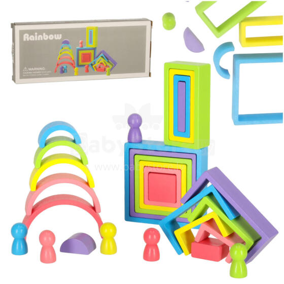 Ikonka Art.KX3508 Rainbow montessori educational wooden blocks