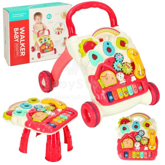 Ikonka Art.KX3604_1 Pushchair interactive learning table 4in1 red