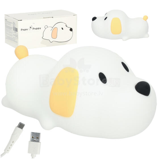 Ikonka Art.KX3694 Silicone night light white RGB dog lying down