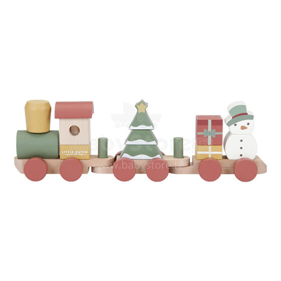 Little Dutch Wooden Train Art.4861 Christmas  Koka vilciens ar noņemamām figūrām - klučiem