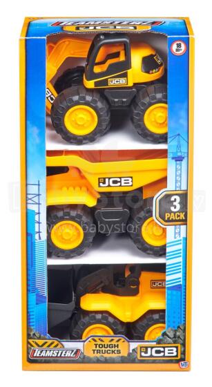 TEAMSTERZ JCB kravas automašīnu komplekts, 3 gab., 18 cm