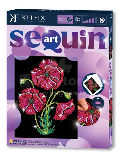 KITFIX DIY „Sequin Art“ violetinis rinkinys „Aguonos“