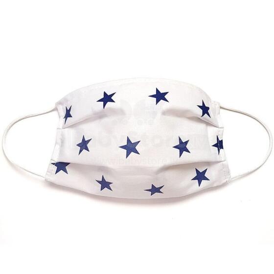 MamoTato child face mask with filter pocket, white, blue stars