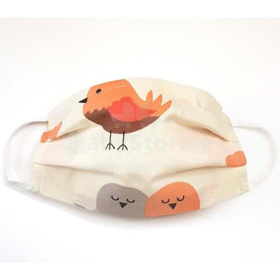 MamoTato child face mask with filter pocket, cream, birds