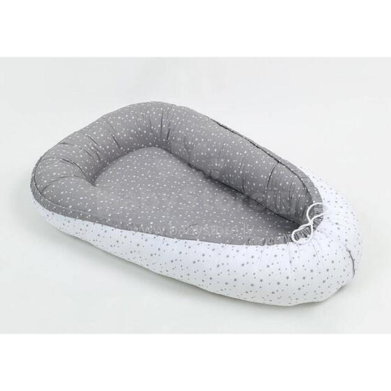 MamoTato baby nest ( cocoon ) - double-sided, small stars, white / grey