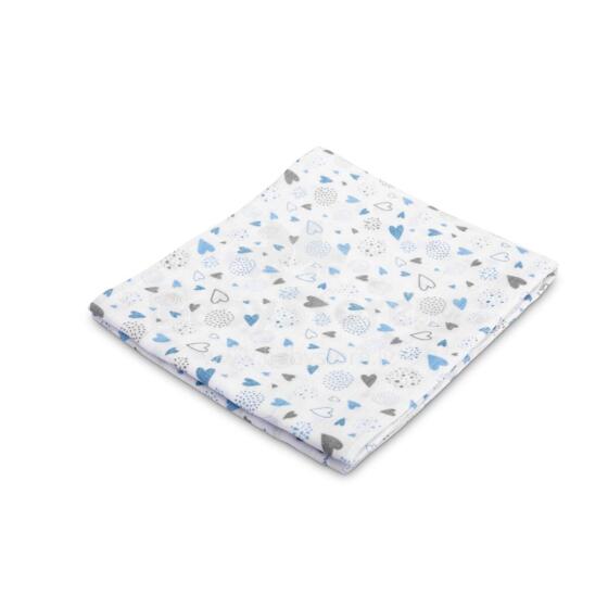 MUSLIN DIAPER 70X80 – HEARTS GREY-BLUE, 70x80