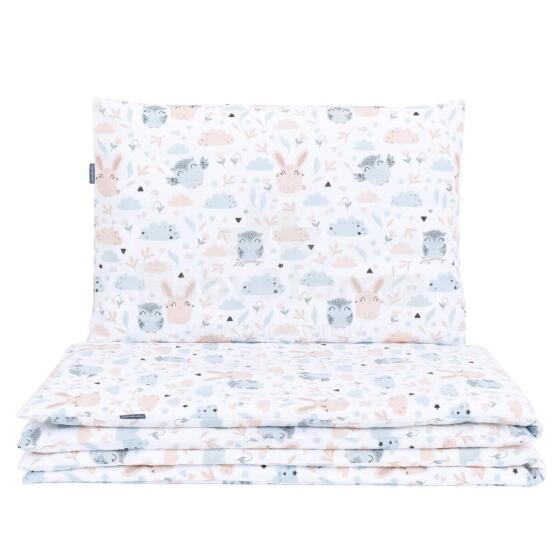 2pcs bedding set (A) owl, rabbit, white