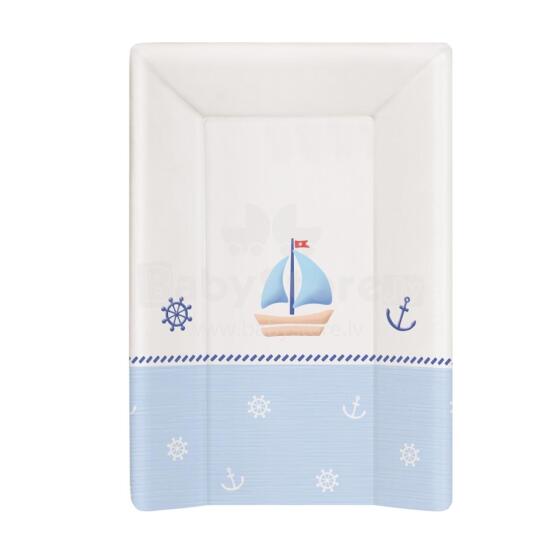 Hard changing mat short with a bolster (70) Marine white-blue