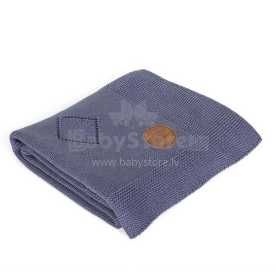 Knitted blanket (90x90) Diamonds navy blue