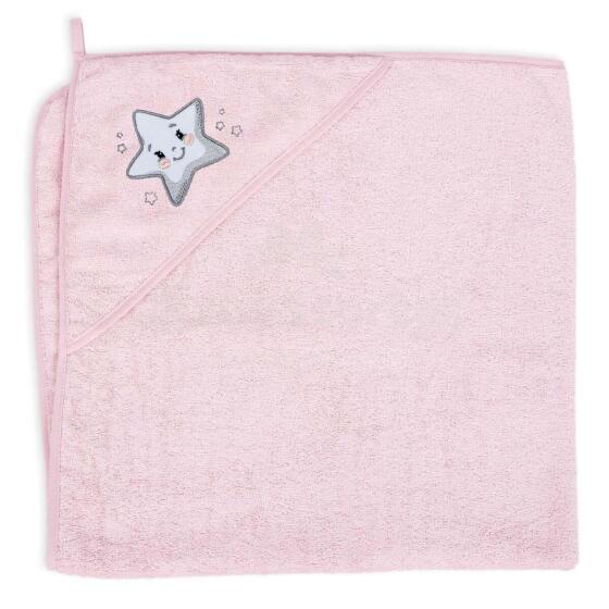 Hooded towel pink star 100x100 Ceba Baby