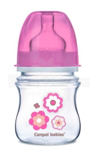 CANPOL BABIES wide neck anticolic bottle EasyStart - Newborn baby 120ml 35/216 pink flowers