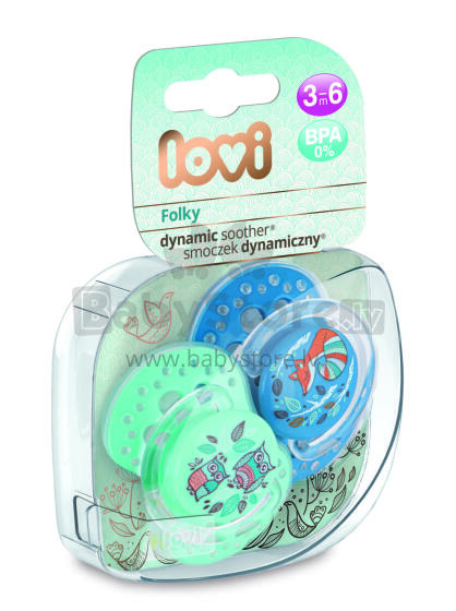 LOVI Dynamic soother 3- 6 months 2 pcs Folky 22/842boy