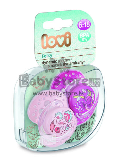 LOVI Dynamic soother 6-18 months 2 pcs Folky 22/843girl