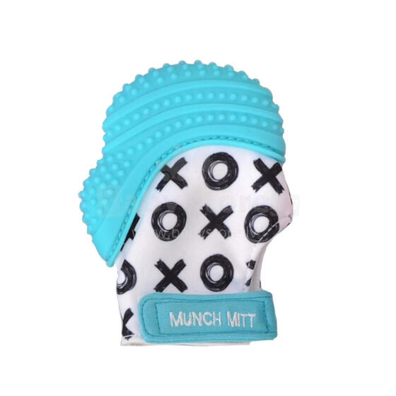 MUNCH BABY teething mitten Aqua Blue X and O MM11AX