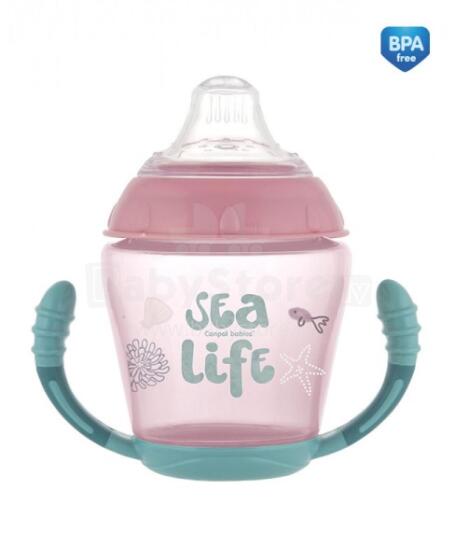 CANPOL BABIES non-spill cup with soft silicone spout Sea Life, 230 ml pink, 56/501_pin