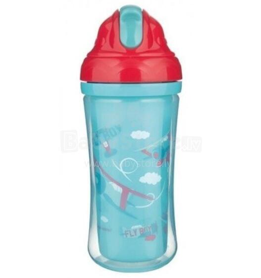 CANPOL BABIES sportinis puodelis su silikoniniu šiaudeliu Planes 260ml, 74/052