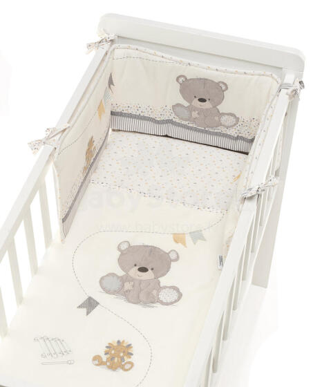 MOTHERCARE bedding set: crib bumper, crib fitted sheet and coverlet Teddys Toy Box GA513