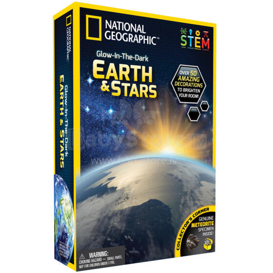 NATIONAL GEOGRAPHIC tumsā spīdošs 3D Zemeslode un zvaigznes figūras, NGEARTHSTAR2