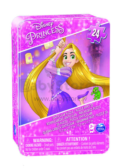 SPINMASTER GAMES dėlionė 3D 24d. metalinėje dėž. Disney Princess, 6033231