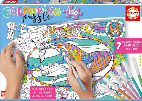 EDUCA colouring puzzle Kids sea life, 150 pcs., 17827