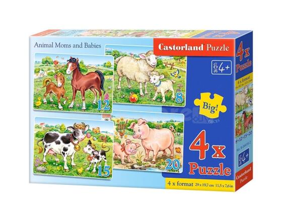 CASTORLAND puzzle Animal Moms and Babies, 4w1  B-04416