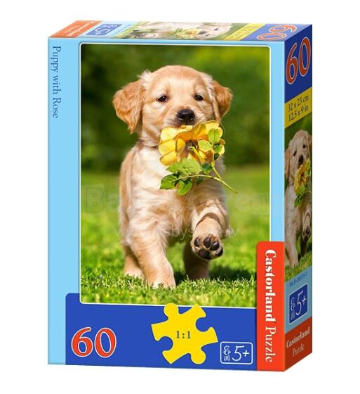 CASTORLAND puzzle Puppy with Rose, 60 el., B-06939-1