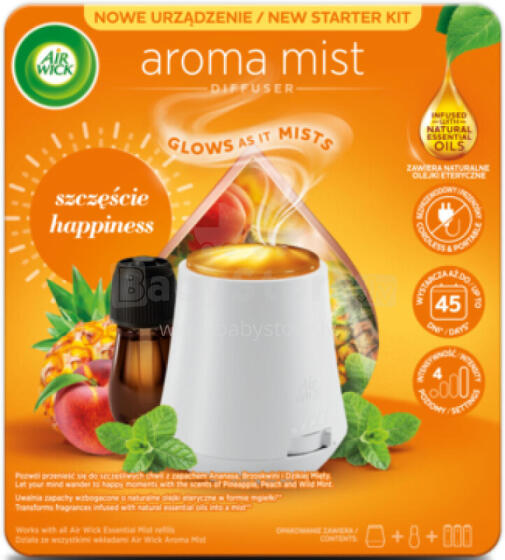 Air Wick Essential Mist Aroma automātiskais gaisa atsvaidzinātājs + gurķu un melones smaržu pildviela 20 ml (AIRW-WK-002-82)