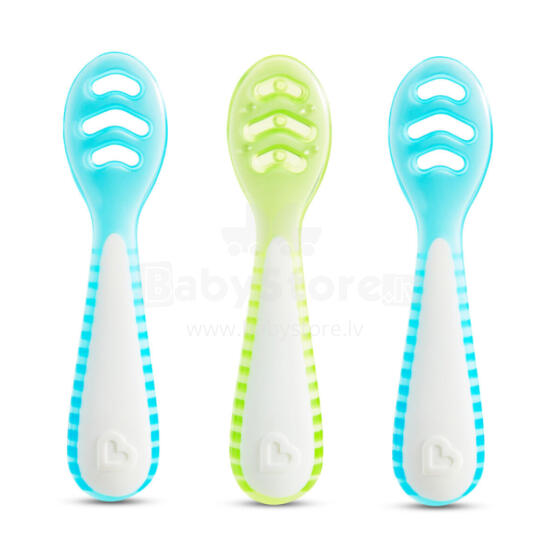 MUNCHKIN Gentle Dip First Spoon, 3pk, Blue-Green 4m+, 90262P