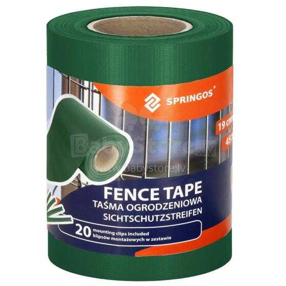 Fence tape Springos FN0008 19 cm x 35 m 450g/m2, dark green 20 Clips