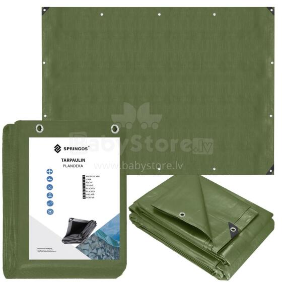 Tarpaulin 5x8m Springos GA2127 120g/m2 thick protective green sheet